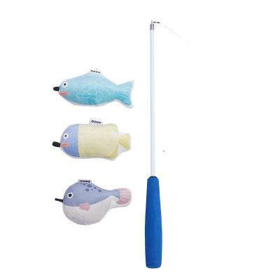 China Viable Custom Makers Retractable Fish Pretend Animal Toys Cat Teaser Toy Wand Stick For Pets for sale