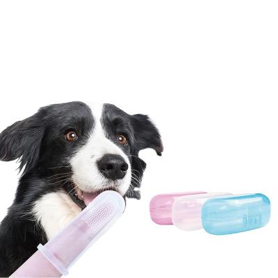 China Sustainable Easy Use Good Quality Private Label Dropshipping Pet Supplies Finger Dog Toothbrush for sale