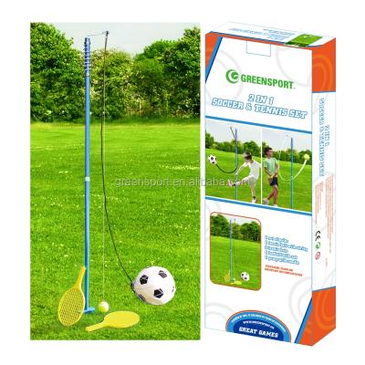 China 2 in 1 METAL tennis trainer with tennis racket swing ball set for sale