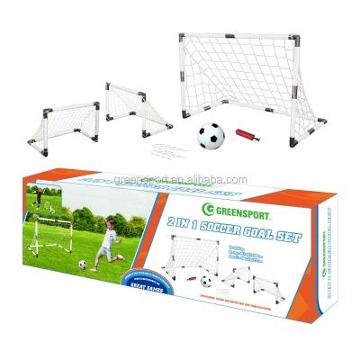 China 2 in 1 2 in 1 PLASTIC soccer goal football goal with soccer nets football training equipment for sale