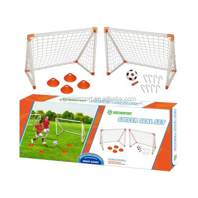 China Carry Easily Twin Soccer Goal PLASTIC Soccer Goals With Cones And Football For Football Training for sale