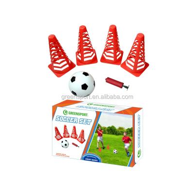 China Best Selling Eco-friendly PLASTIC Sports Set Pump Football Training Equipment PVC Soccer Balls Sports Cones for sale