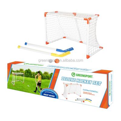 China Durable PLASTIC Hockey Goal Post Goal Post with Hockey Stick and Puck for sale