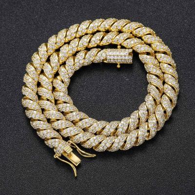 China Fast Delivery Hip Hop Hemp Rope 8MM Twisted Chain Chain Full Of Zircon Cuban Necklace Men Trendy Hip Hop Accessories for sale