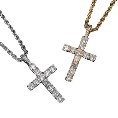 China 2022 New Arrivals HipHop Hot Cross Seller Fast Delivery New Arrivals Diamond Micro Inlay Zircon Cuban Tennis Chains Necklace Miami Pendant Chain for sale