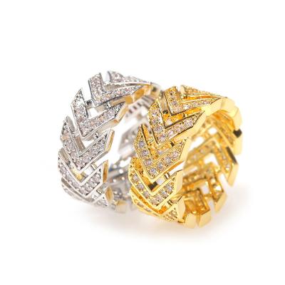 China Hiphop New Vintage Arrowhead Gold Plated Style Bronze Set With Zircon Ring Moissanite Ring Diamonds for sale