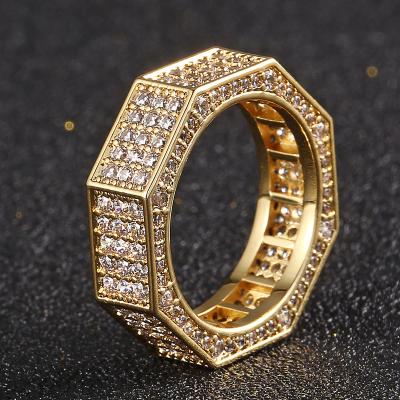 China New Hiphop Hip Hop Zircon Micro-inlaid Ring Diamond Ring For Men CZ Iced Out Jewelry Diamond Ring Hip Hop Jewelry for sale