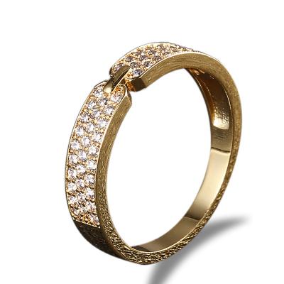 China Hiphop Fashion Zircon Ring For Women Simple Gold Plated Couple CZ Ring Iced Out Diamond Ring Jewelry for sale