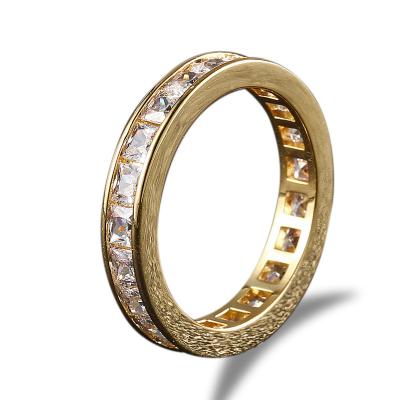 China Fine Hiphop Jewelry Gold Plated Ring Niche Design Couple Ring CZ Iced Out Jewelry Diamond Ring for sale