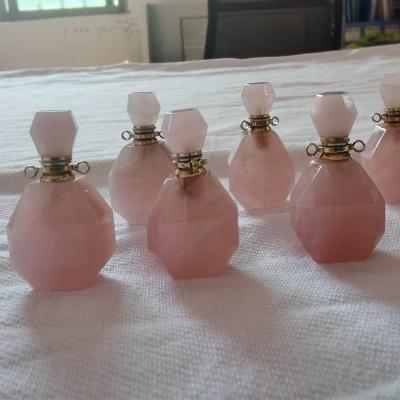 China Europe Natural Amethyst High Quality Perfume Essential Oil Bottles Rose Quartz Crystal Perfume Bottle for sale