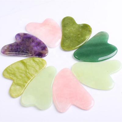 China High Quality Customized Hand Made Rose Quartz Jade Body Gua Sha Massage Tool Guasha Stone for sale