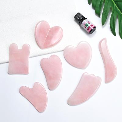 China Face Lift Body Rose Quartz Jade Stone Gua Sha Massage Tip Scraping Tool Kit for sale