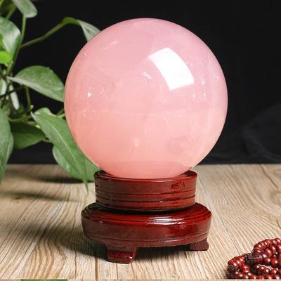 China Natural Rose Quartz Magic Crystal Stone Sphere Ball Custom Wholesale Face Lift Healing Rose for sale