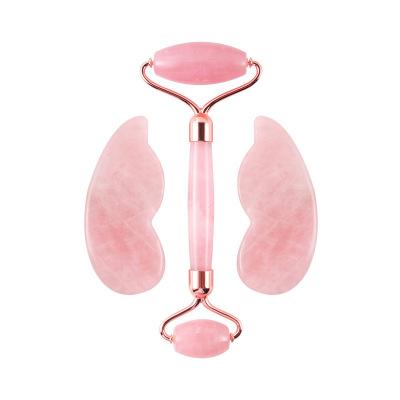 China Noisy Face Lift Jade Roller Pink Zero And Gua Sha Scraping Tool Kit With Double Neck Slimming Massager for sale