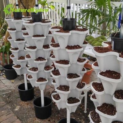 China Modern Vertical Garden Tower Plastic Stacking Pots For Strawberry for sale