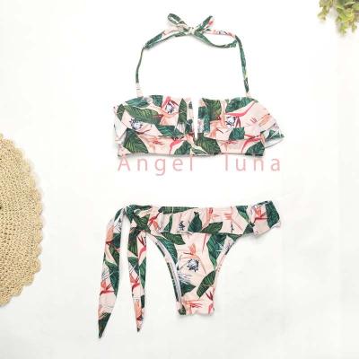 China 2022Angle Luna new breathable bottoms are bikini broken bright split chest cloth body mature flower female for sale