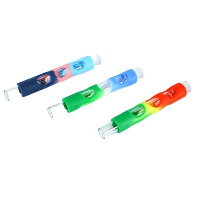 China New Arrival Modern Silicone Sleeve Glass Dab Chillum Smoking Pipe Dab Oil Hand Pipes for Herbs and Wax for sale