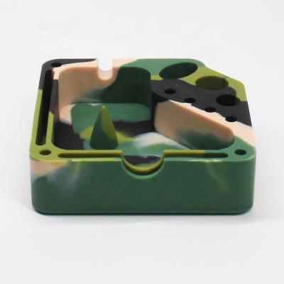 China UKETA cheap colorful rainbow silicone ashtray with custom logo square silicone weed ashtray for sale