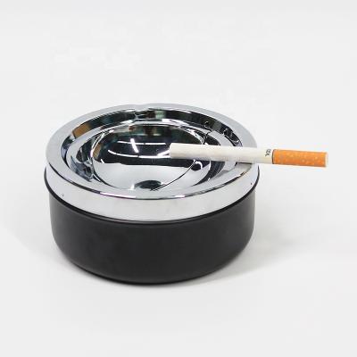 China UKETA high quality custom push open design smokeless logo windproof round cigarette metal windproof ashtray for sale