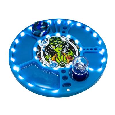 China Wholesale Round Tobacco Rolling LED Rolling Tobacco Rolling Tray UKETA Variable Light Tobacco Rolling Rolling Tray for sale