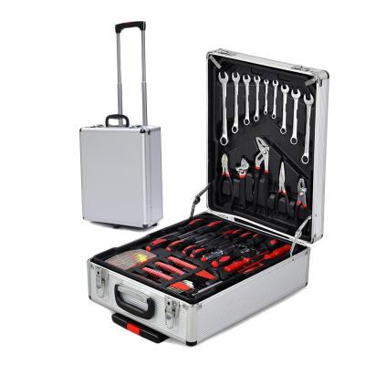 China Household Tool Kit 186 Pcs Full Aluminum Tool Box Trolley Workshop With Heavy Duty Tools 4 Tier Auto Repair Trolley Tool Kit Set for sale