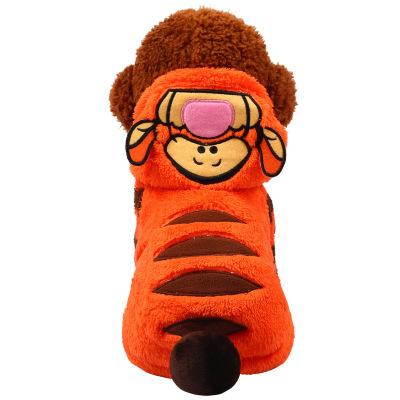 China Hot Orange Pet Cosplay Clothing Pet Tiger Clothing Dog Stocked Coral Fleece for sale