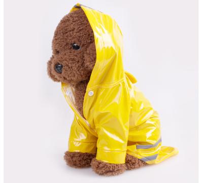 China Viable Small Dog Raincoat PU Reflect Light Clothes Hooded Dog Raincoat Waterproof Clothes For Rain Coat for sale