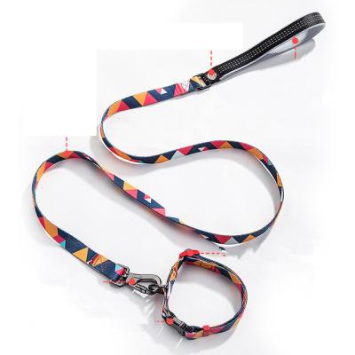 China Quick Release Custom Logo Printing Polyester Colorful Pet Collar Dog Collar And Leash Set OEM Factory for sale