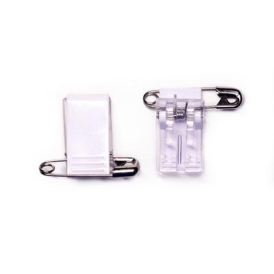 China Sturdy Adhesive Plastic Badge Clip With Safety Pin 2.5cm x 1.3cm for sale