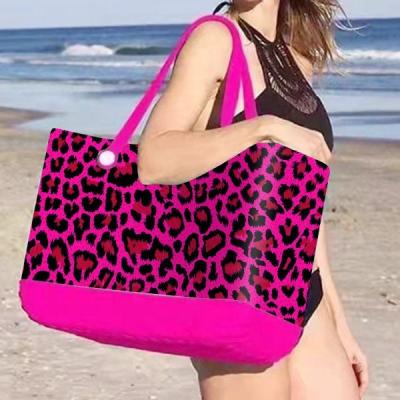 China Latest Design OEM Acceptable Bag PORTABLE Wholesale Women's Large Luxury Silicone Beach Leopard Eva-bogg Bags Large Bogg Bag for sale