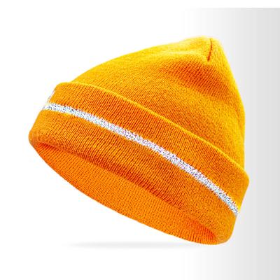 China Beanie Reflective Unisex 3M Thinsulate Acrylic Knitted COMMON fluorescent orange beanie for sale