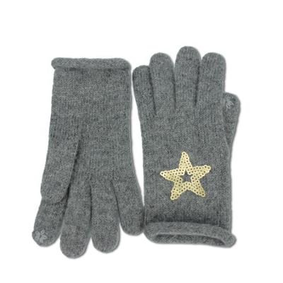 China Fashion Gloves/Touch Screen Glove/Grey Knit Soft Women's Winter Gloves Angora Fashion Gloves Fluffy Designer With Sequin Star Wholesale Touch Screen Glove for sale