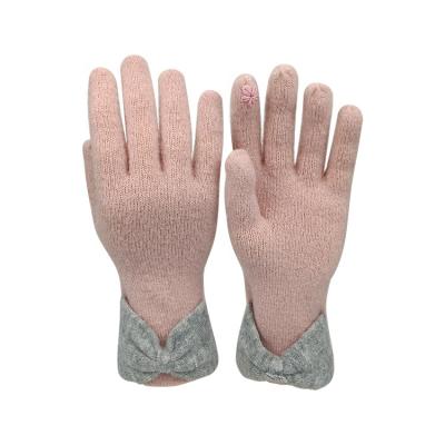 China New Stylish Elastic Color Cute Pink Glove Winter Gloves Knitted Touch Screen Gloves/Ladies Touch Screen Two Design Ladies Touch Screen for sale