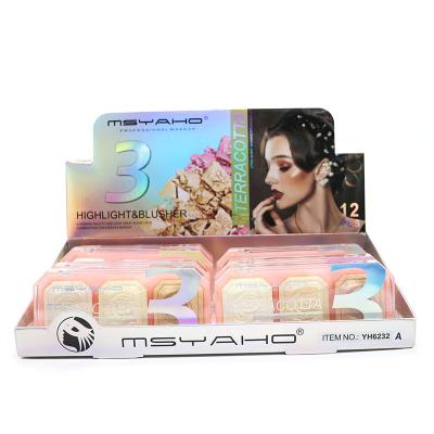 China MSYAHO Waterproof Makeup Sets Body Highlighter Palette Erasable Highlighter 3 Colors Flower Baked Highlighter for sale