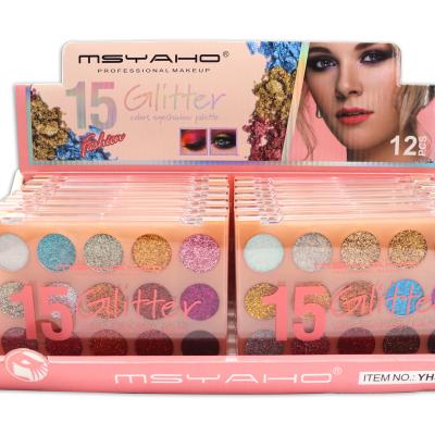 China MSYAHO Top 15 Color Waterproof Hot Selling Colorant And Waterproof Glitter Eyeshadow Makeup Palette for sale