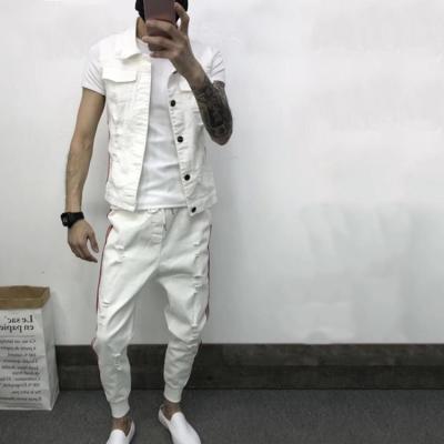 China Thermal Casual Suits Wear Denim Shorts Sleeve Jacket Summer Custom Men Jeans Pants Two Piece Set for sale