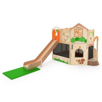 China Modern Kindergarten Children's Area Small Play House Education Center Early Wooden Slide Attic Room for sale