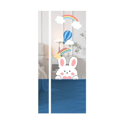 China Durable Magnetic anti-mosquito door curtain side opening cartoon pattern mesh door screen for sale