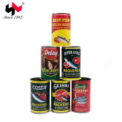 China Full Size Open / Easy Open 155g 170g Sardine Tuna Fish Custom Tin Can With Lid 588# for sale