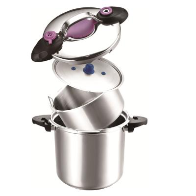 China Durable Pressure Cooker Stainless Steel Kitchen Metal Stove Color Double Handle for sale