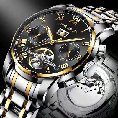 China Stainless Steel Luxury Mechanical Multifunctional Waterproof Wristwatch Day/Date Cavity Design Fashion Watch Unisex Automatic Watch for sale