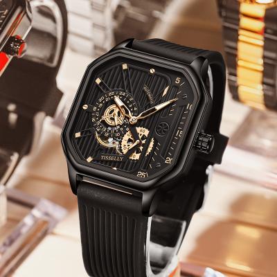 China Day/date the latest fashion design unisex mechanical square watch automatic winding wristwatch can be customized LOGO automatic watch for sale