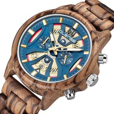 China Hot Sale Wooden Day/Date Men's Sports Watch Waterproof Unique Quartz Watch Men's Business Style Wrist Watch With LOGO Custom Support for sale