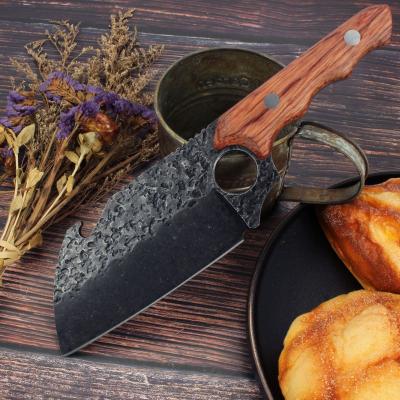 China Slicing Cutting Knife New Collection Hammer Knife High Carbon Steel Butcher Knife With Pink Wood Handle for sale