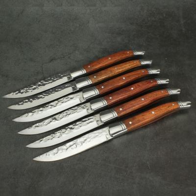 China New Arrival Viable Hammer Blade Laguiole Steak Knife with Rosewood and Backing Handle for sale