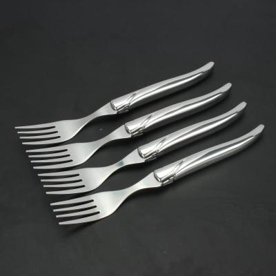 China Laguiole Stainless Steel Sustainable High Quality Serving Fork With Solid Bolster Silver Handle for sale