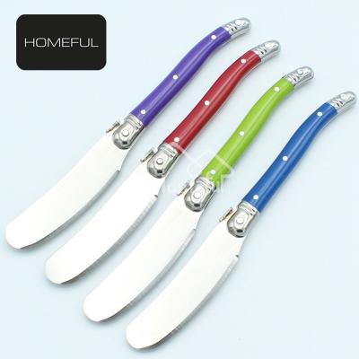 China Sustainable Laguiole butter knives with colored plastic handle for sale