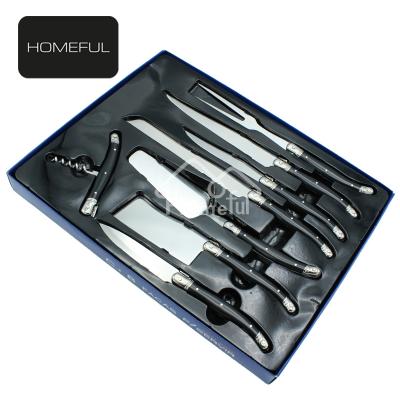 China Viable Classic Laguiole Style 8 Pcs Cheese Butter Knife Set Tool With Gift Box for sale