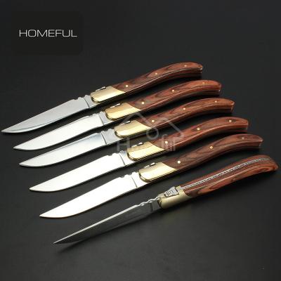 China Viable newcomer high quality steak knife with pakka wood and brass bolster handle for sale