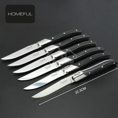 China Viable Hot Selling High Quality Steak Knife With Pakka Wood Handle Bolster Handle for sale